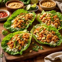 Thai Chicken and Rice Lettuce Wraps