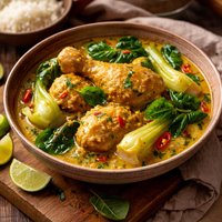 Thai Curried Chicken and Bok Choy Gai Galumblee