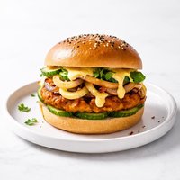 Thai Curry Burger with Grilled Onions and Curry Dressing