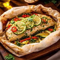 Thai Fish En Papilotte with Lime Garlic Butter Sauce