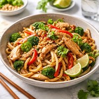 Thai Inspired Chicken and Rice or Udon Noodles Guey Teow Pad