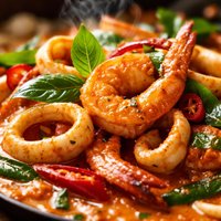 Thai Red Curry Shrimp and Calamari