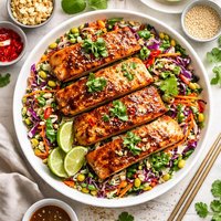 Thai Salmon on Asian Slaw