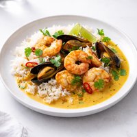 Thai Seafood Curry Over Coconut Jasmine Rice