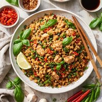 Thai Spicy Basil Chicken Fried Rice