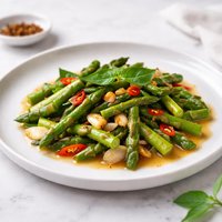 Thai Style Asparagus with Chiles Garlic Basil