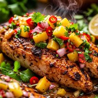 Thai Style Chicken with Coriander Mango Salsa