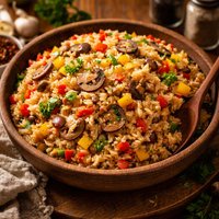 The Best Bell Pepper and Mushroom Rice Pilaf