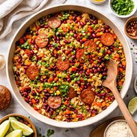 The Easiest Hot Sausage Kidney Beans with Rice