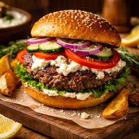 The Freaky Greek Lamb Burger