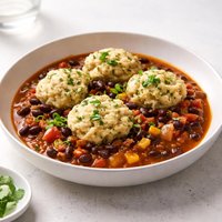 Three Bean Chili with Dumplings Crock Pot