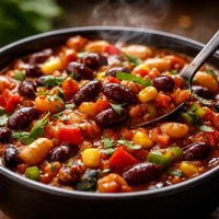 Three Bean Chili with Vegetables
