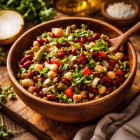 Three Bean Salad with Fresh Cilantro and Walla Walla Onion