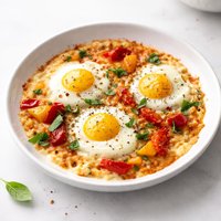 Three Cheese Baked Eggs with Roasted Peppers