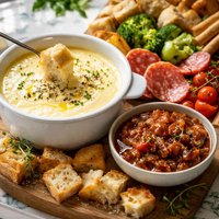Three Cheese Fondue with Tomato Onion Chutney
