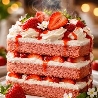 Three Layer Strawberry Cake