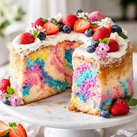 Tie Dyed Angel Food Cake