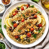 Tilapia Mediterranean Over Angel Hair Pasta
