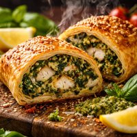 Tilapia Spinach Pesto Strudels