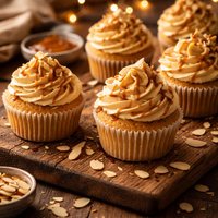 Toasted Almond Cupcakes with Caramel Frosting