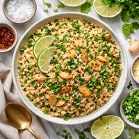 Toasted Garlic Rice with Herbs and Lime