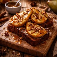 Toasted Gingerbread with Grilled Pears and Caramel