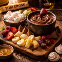 Toblerone Mousse Fondues with Meringues and Fruit