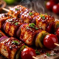 Tofu Kabobs with Cherry Barbecue Sauce