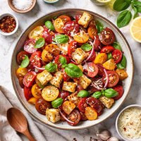 Tomato and Garlic Crouton Salad