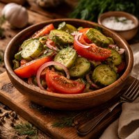 Tomato and Pickled Dill Cucumber Salad