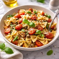 Tomato Basil and Caper Bow Tie Pasta