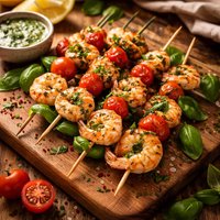Tomato Basil Shrimp Skewers