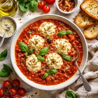 Tomato Basil Soup with Ricotta Dumplings