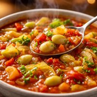 Tomato Cabbage Soup with Lima Beans