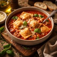 Tomato Cheese Ravioli Soup