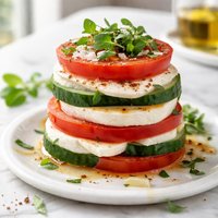 Tomato Cucumber Stack W Fresh Mozzarella