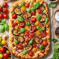 Tomato Eggplant Focaccia Bread