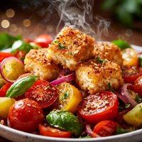 Tomato Salad with Fried Feta