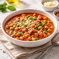 Tomato Soup with Chickpeas Pasta