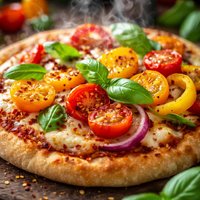 Tomato Yellow Pepper Pita Pizza