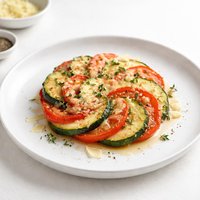 Tomato Zucchini and Grana Padano Gratin