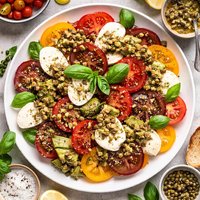 Tomatoes and Mozzarella with Artichoke Vinaigrette