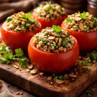 Tomatoes Stuffed with Barley Cilantro and Almonds