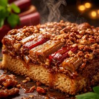 Topsy Turvy Nutty Rhubarb Cake