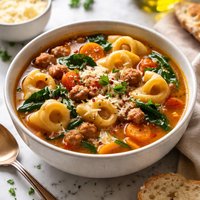 Tortellini Soup with Sausage Veggies