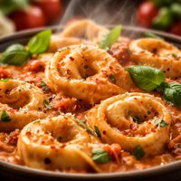 Tortellini with a Tomato Basil Cream Sauce