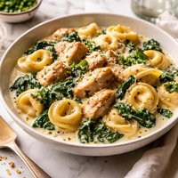 Tortellini with Chicken and Spinach in Light Cream Sauce