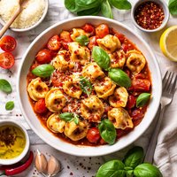 Tortellini with Chili Tomato Sauce