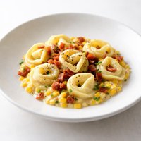 Tortellini with Creamed Corn and Bacon