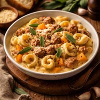 Tortellini with Turkey Sausage in Creamy Butternut Apple Sage